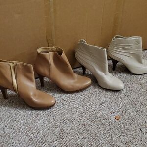 Nine West Tan and Cream Heeled Boots